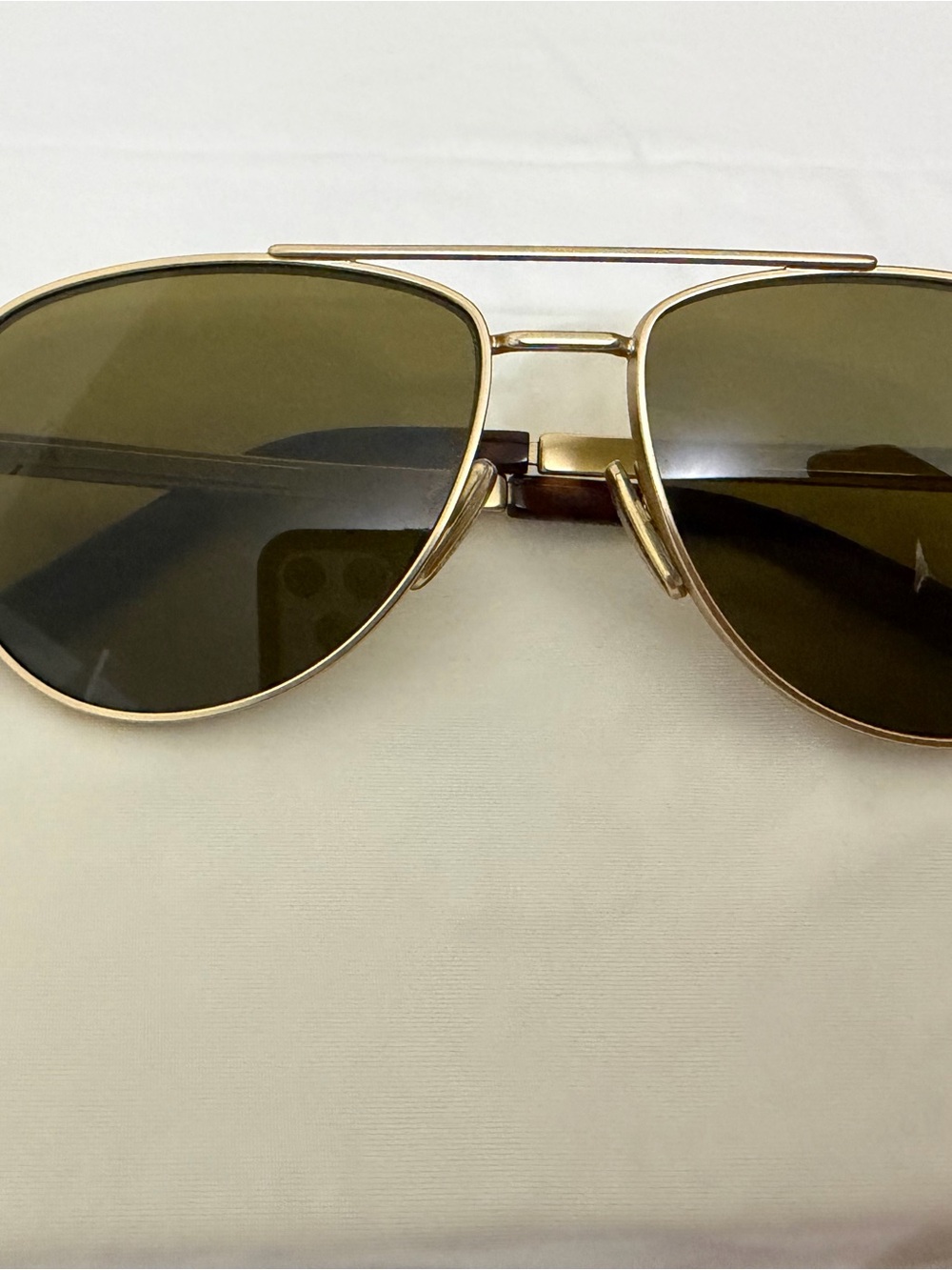 Prada Gold Frame Aviator Sunglasses with Olive Green Lenses